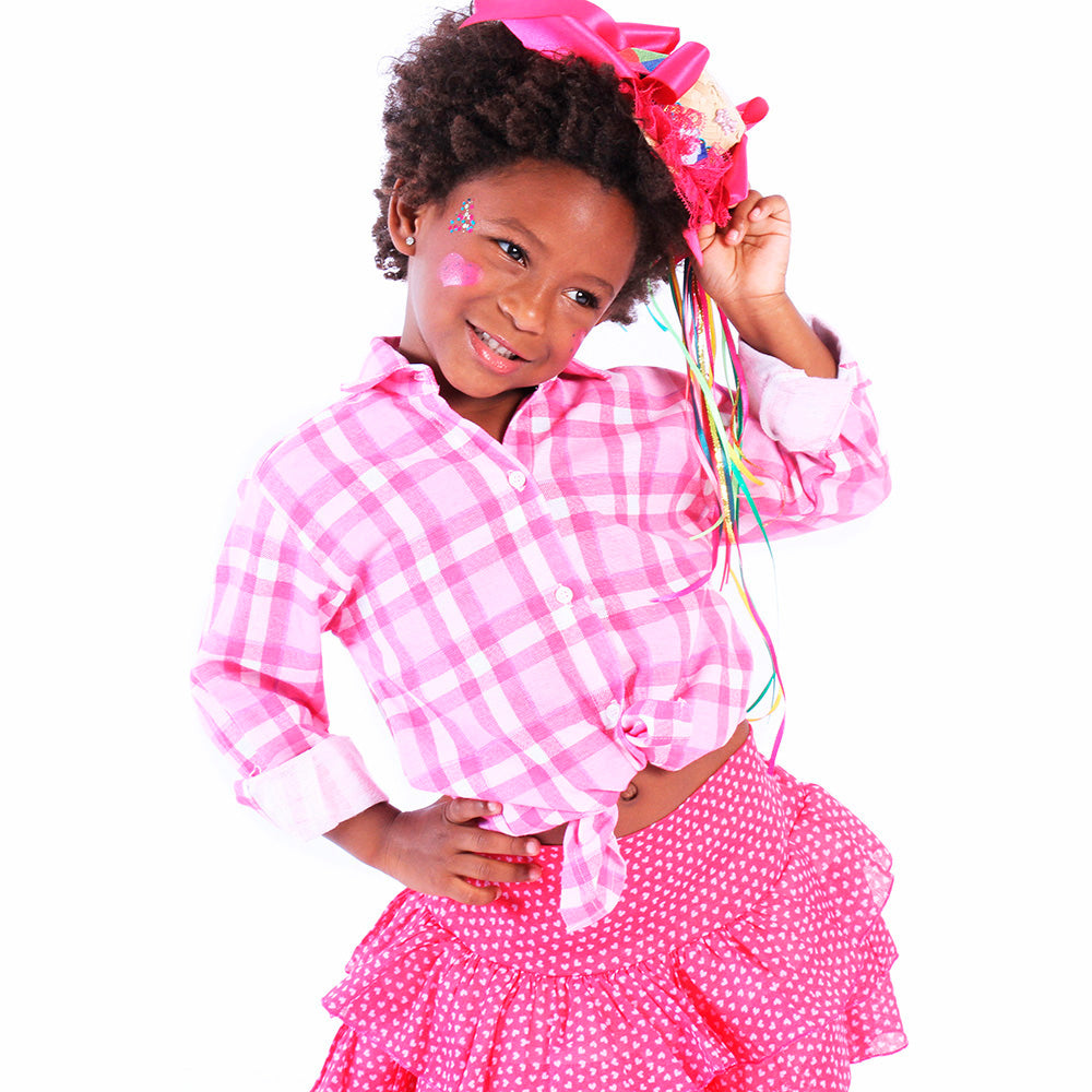 Camisa Xadrez Flanelada Rosa