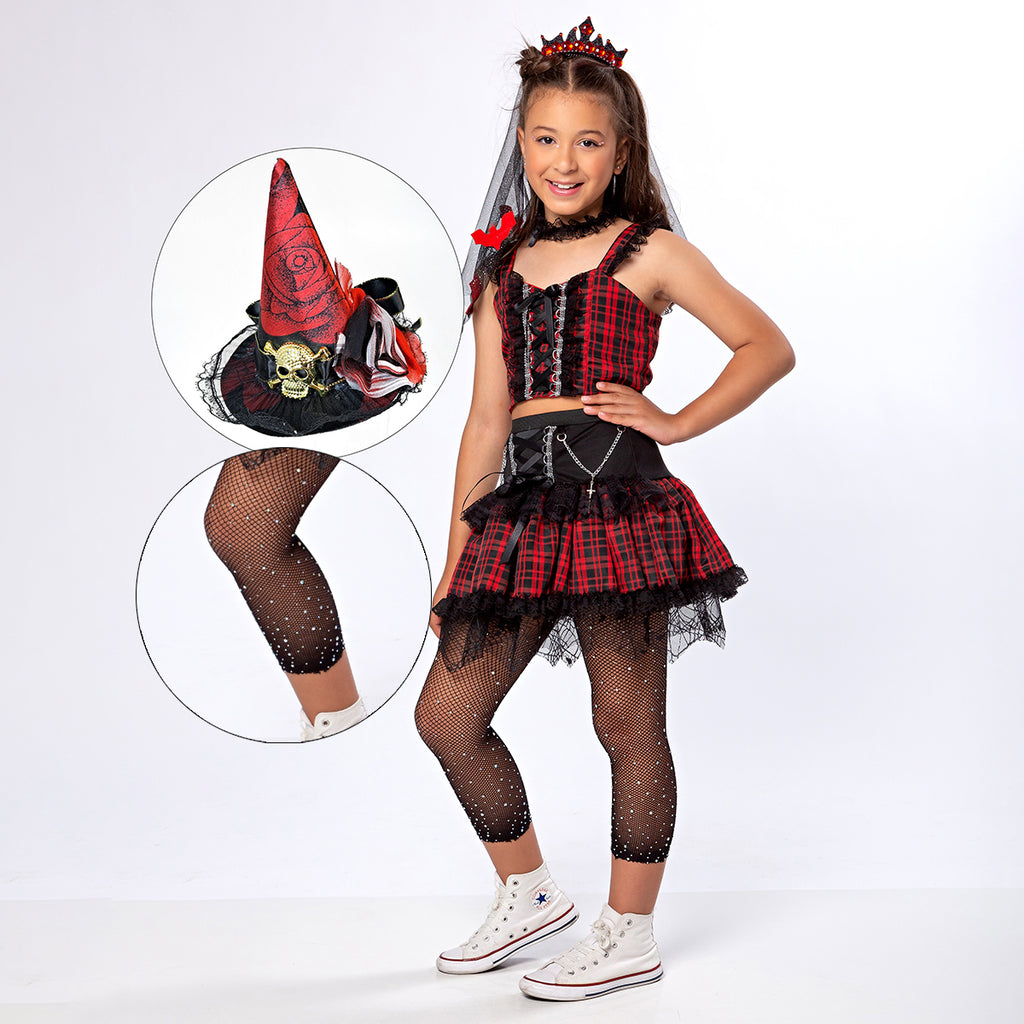 Fantasia Bruxa Catry Gótica Luxo Anime Halloween + Brinde
