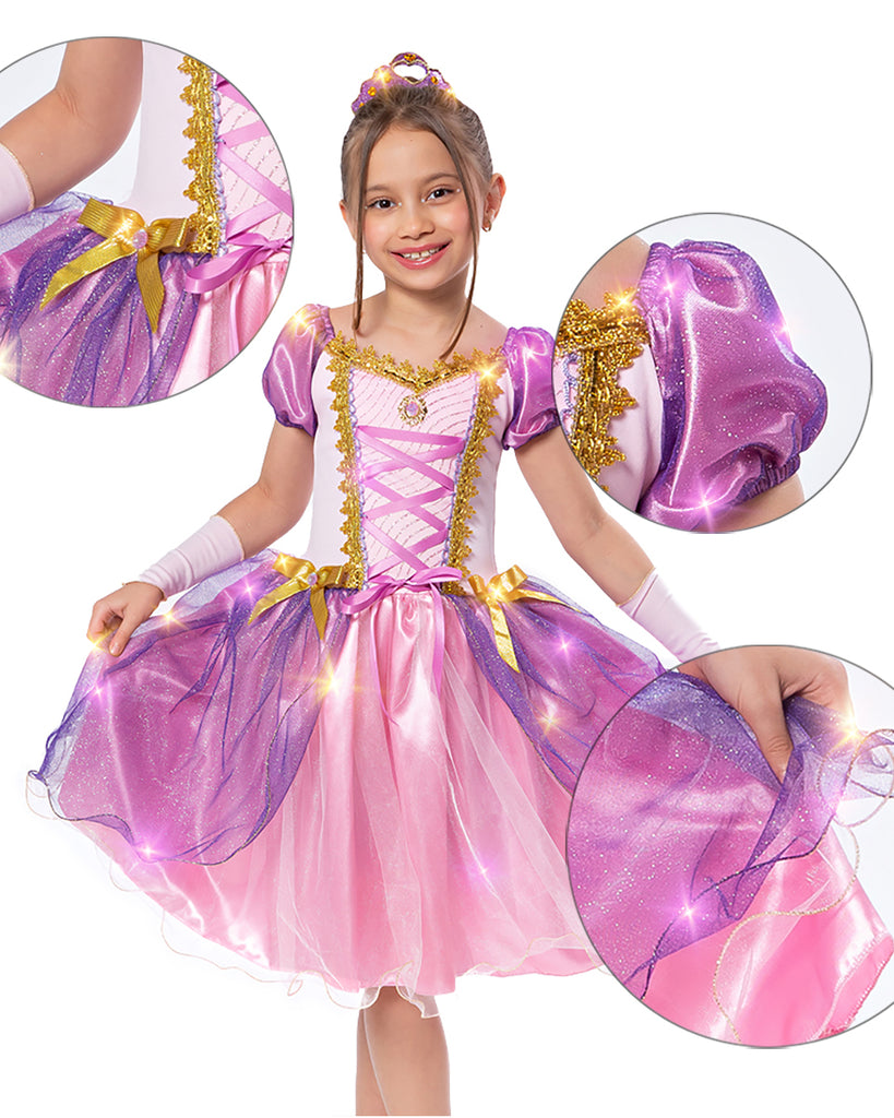 Fantasia Princesa Cabelos Dourados Infantil Luxo Brilhante
