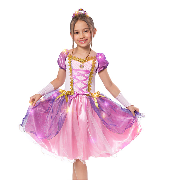 Fantasia Princesa Cabelos Dourados Infantil Luxo Brilhante