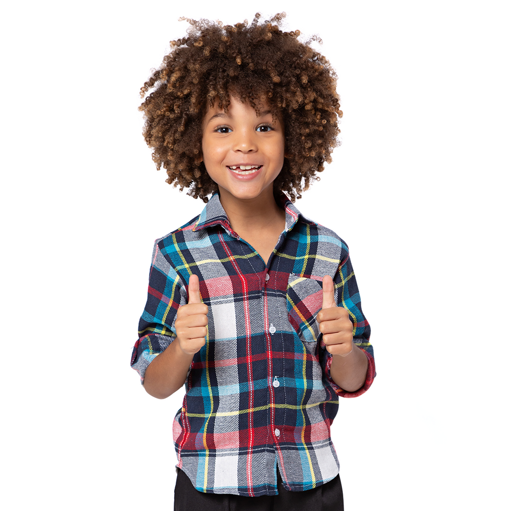 Camisa Xadrez Flanelada  Azul E Branco
