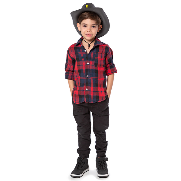 Camisa Xadrez Flanelada Vermelho e Azul