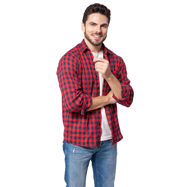 Camisa Xadrez Flanelada Preto e Vermelho