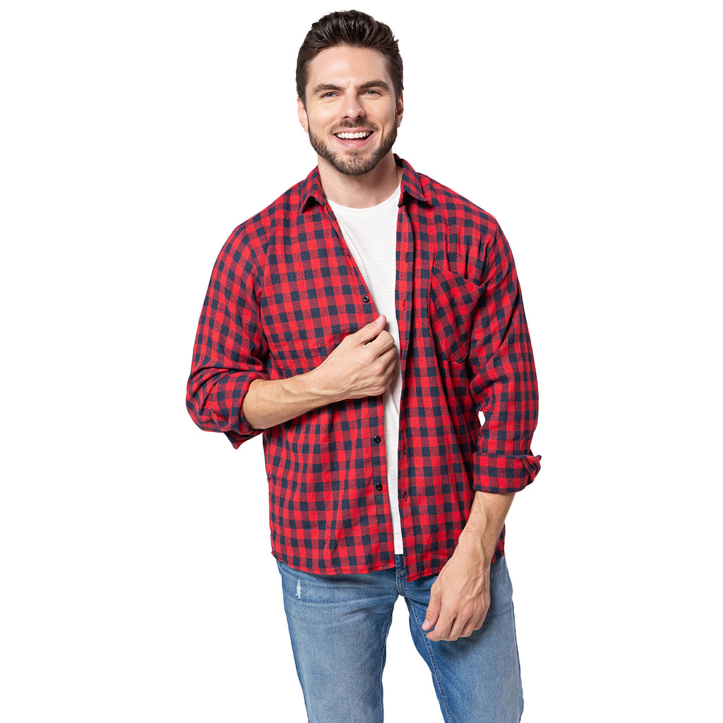 Camisa Xadrez Flanelada Preto e Vermelho