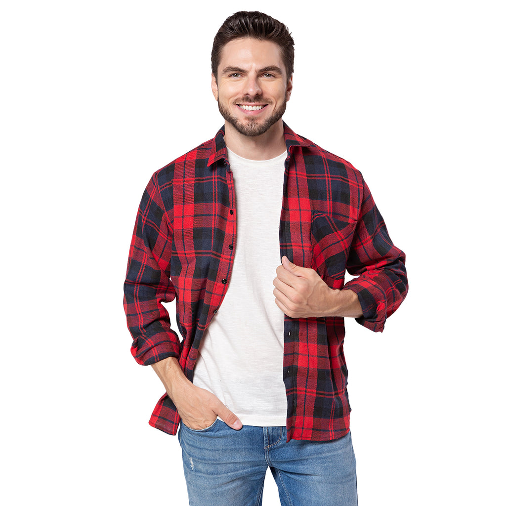 Camisa Xadrez Flanelada Vermelho E Preto