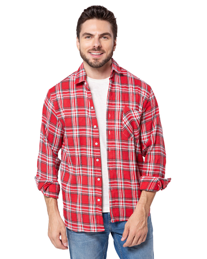 Camisa Xadrez Flanelada Vermelho E Branco