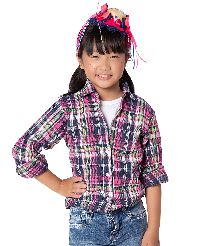 Camisa Xadrez Flanelada Preto e Rosa