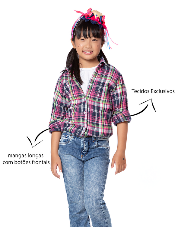 Camisa Xadrez Flanelada Preto e Verde