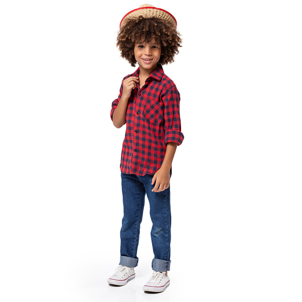 Camisa Xadrez Flanelada Vermelho e Preto