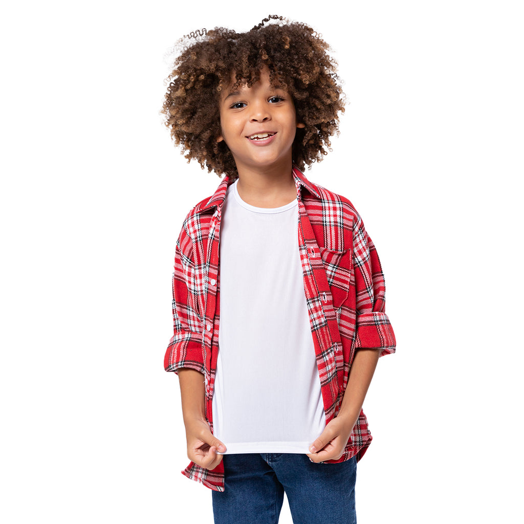 Camisa Xadrez Flanelada Vermelho e Branco