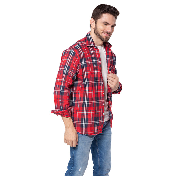 Camisa Xadrez Flanelada Azul E Vermelho