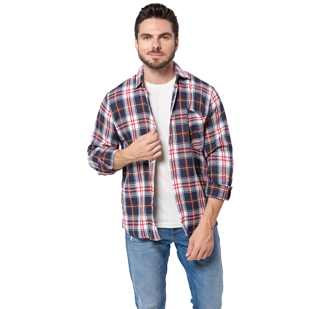 Camisa Xadrez Flanelada Azul E Amarelo