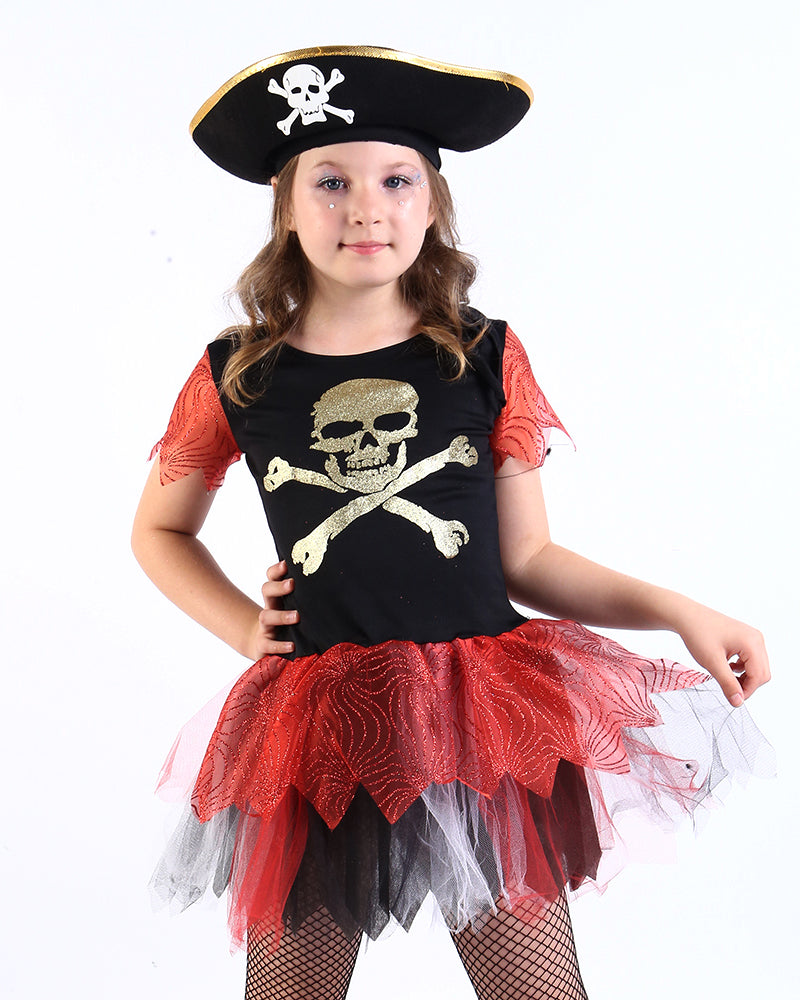 Fantasia Infantil Vestido Caveira Pirata Kira