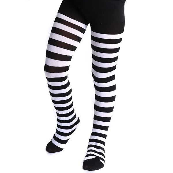 MEIA CALÇA LISTRADA - BRANCO/PRETO – INFANTIL
