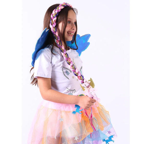 TIARA TRANÇA UNICORNIO-ROSA