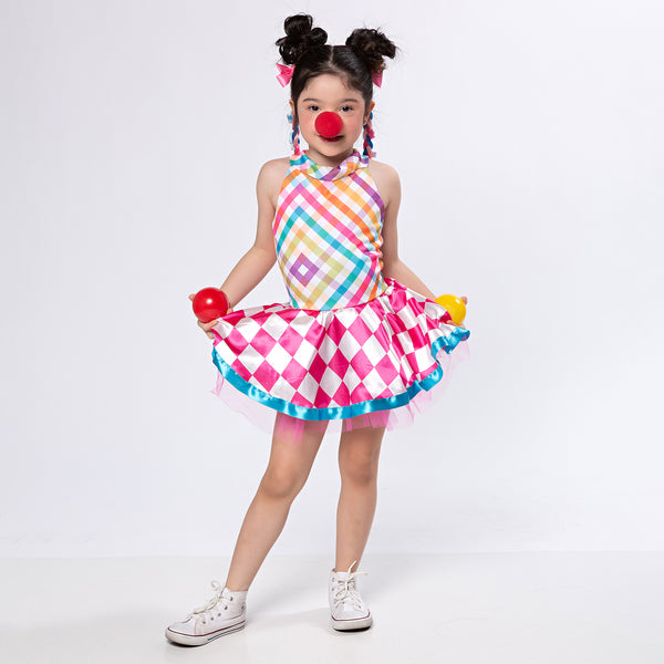 Fantasia Infantil Palhacinha  Cereja Chic Colorida com Brinde