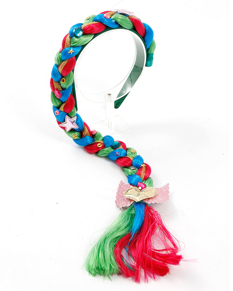 TIARA TRANÇA UNICORNIO-VERDE-AZUL E PINK