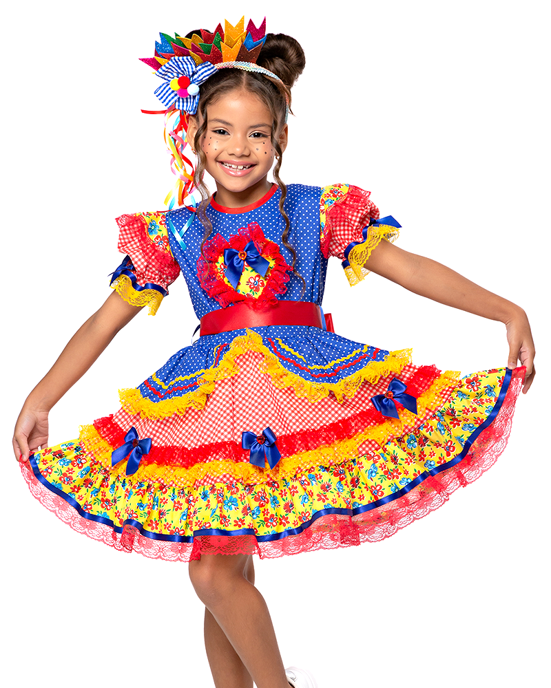 Vestido Junino Infantil Crepe