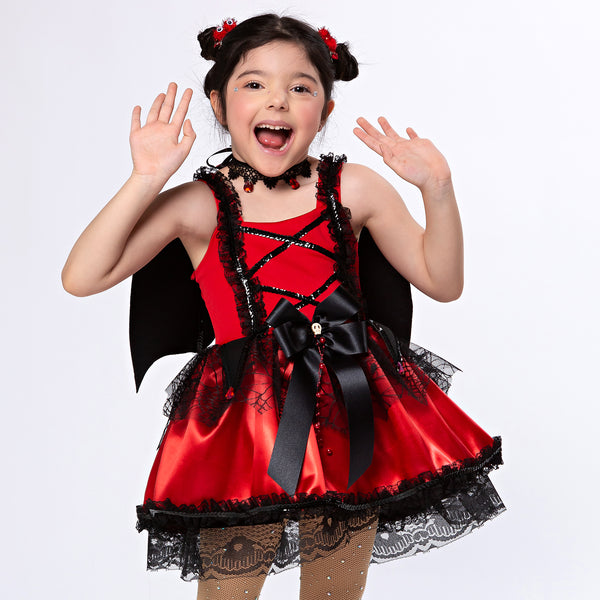 Fantasia Morcega Yolanda Vampira Infantil Halloween C/ Asas + TicTac