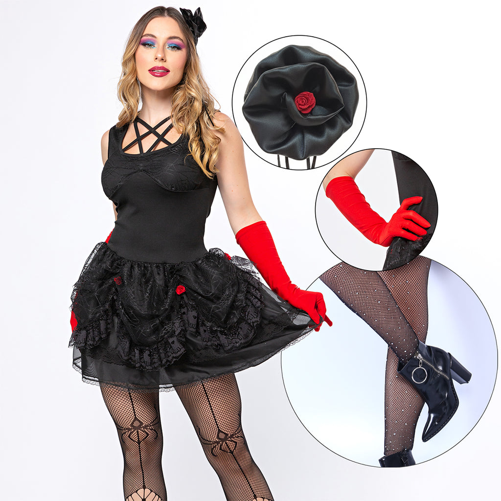 Fantasia Loren Viúva Negra Luxo Adulto Halloween Festa Sexy