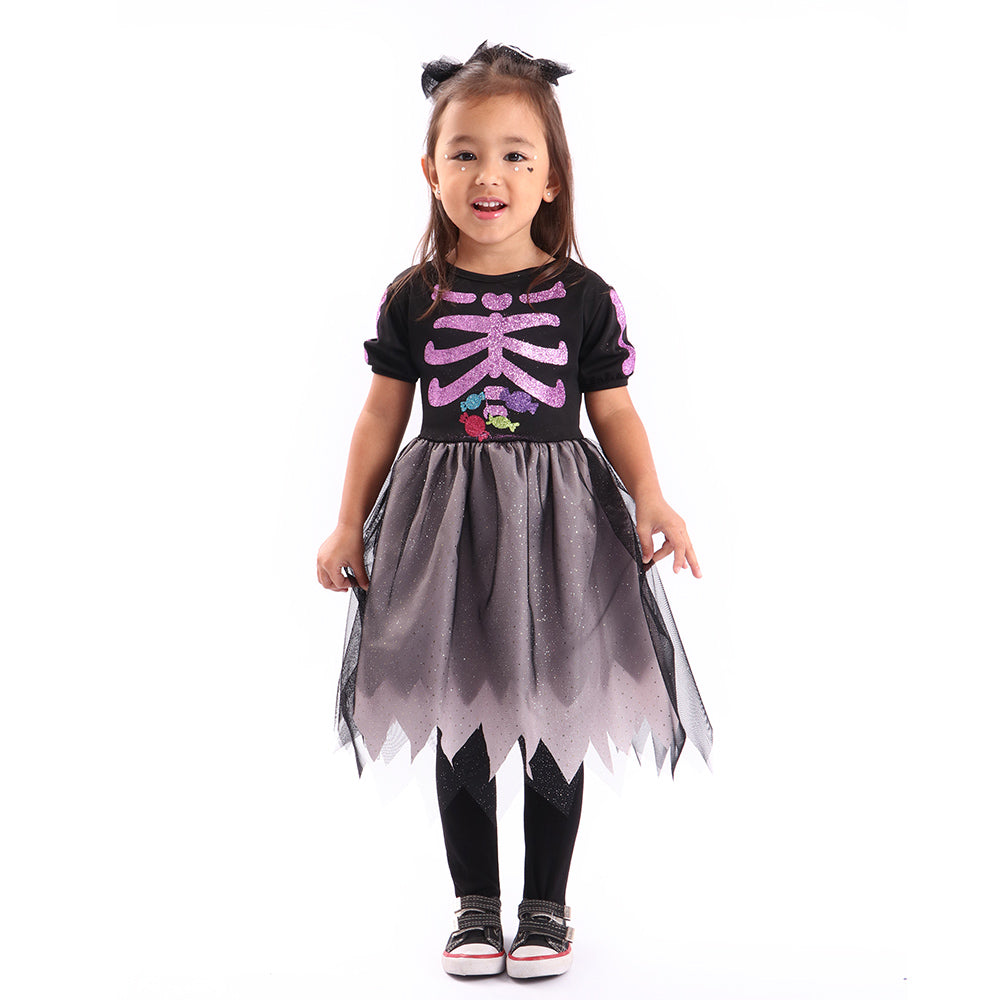 Fantasia Infantil Vestido Esqueleta Thanny