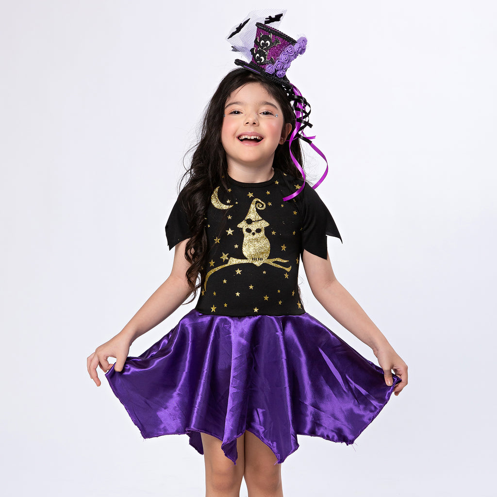 Fantasia Bruxinha Aryane Infantil Halloween Festa + Brinde