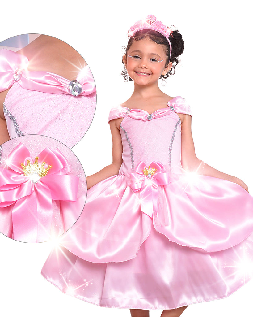 Fantasia Princesa Encantada Infantil Clássica Rosa com Tule