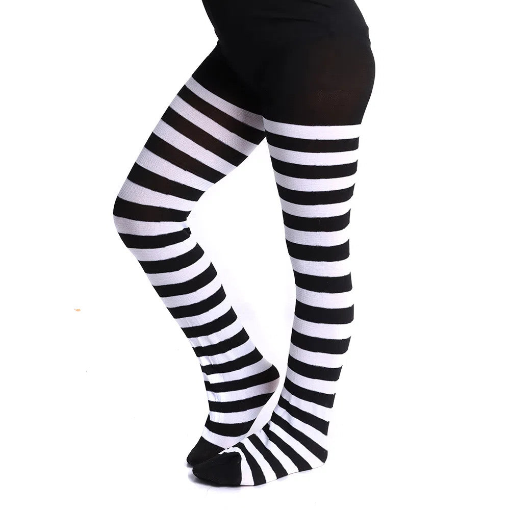 MEIA CALÇA LISTRADA - BRANCO/PRETO – INFANTIL