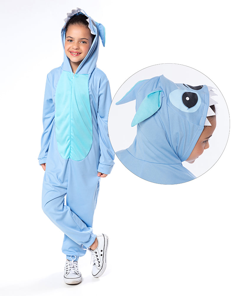 Fantasia Macacão Lilo Stitch Infantil Kigurumi - Azul